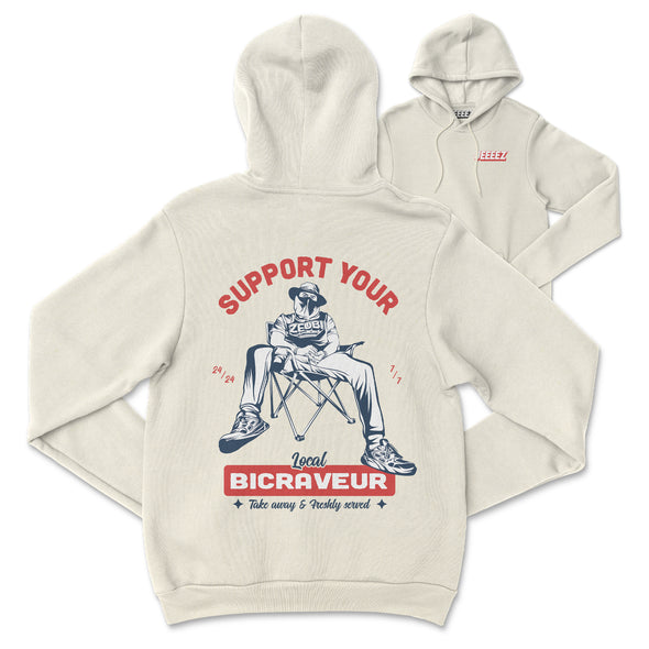 HOODIE CRÈME SUPPORT YOUR LOCAL BICRAVEUR