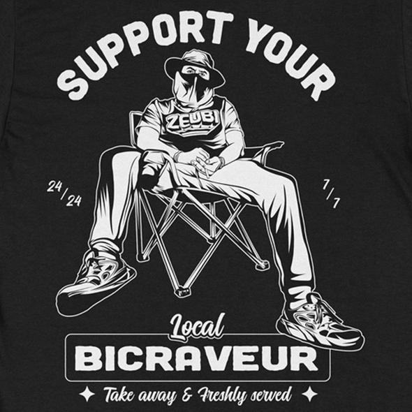 T-SHIRT NOIR SUPPORT YOUR LOCAL BICRAVEUR