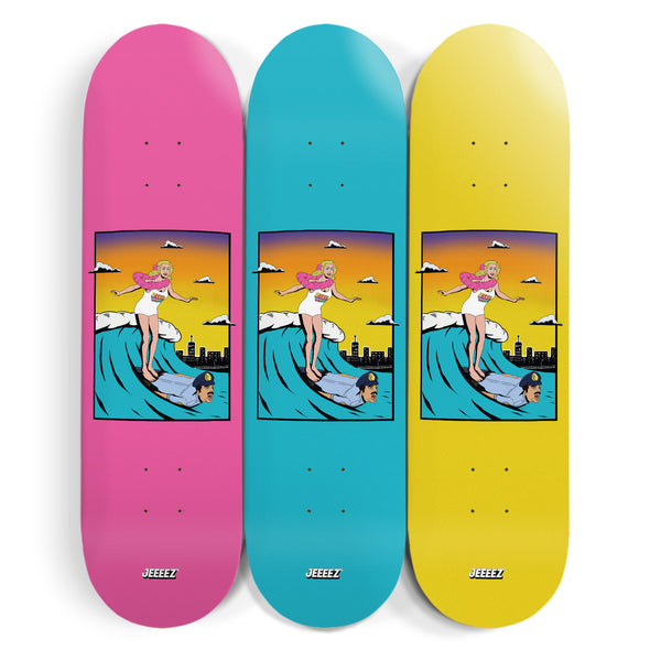 SKATE DECK ZEUBI POLICE SURFER PINK