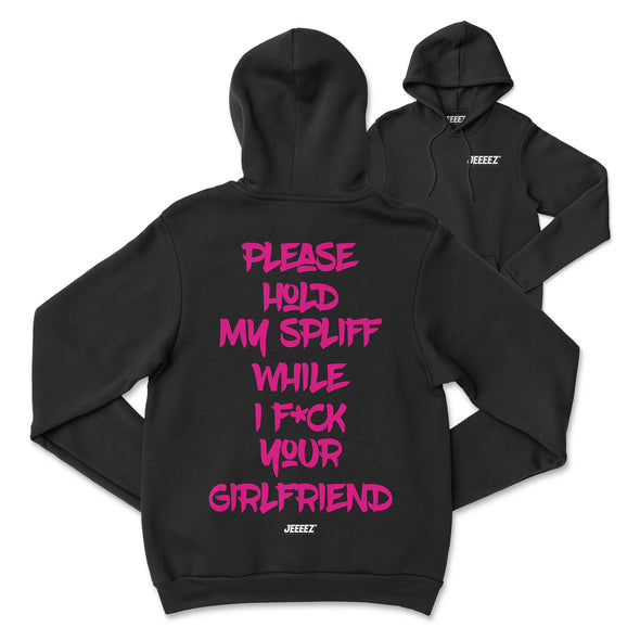 HOODIE PLEASE HOLD MY SPLIFF PINK