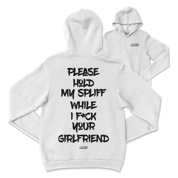 HOODIE HOLD MY SPLIFF WHITE