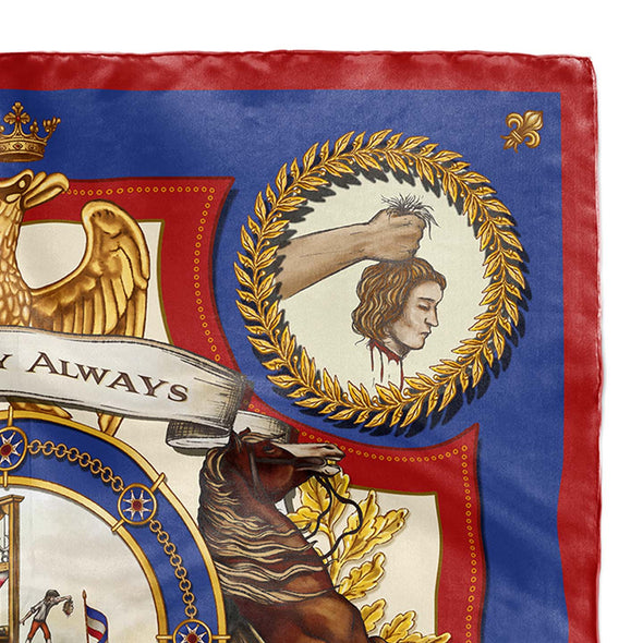 FOULARD EN SOIE JEEEEZ GUILLOTINE HISTORY ALWAYS REPEATS ITSELF - ÉDITION LIMITÉE B&K SILK SCARF