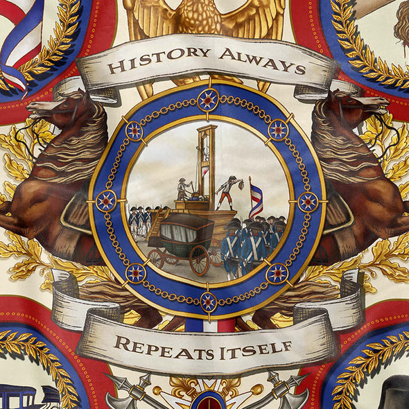 FOULARD EN SOIE JEEEEZ GUILLOTINE HISTORY ALWAYS REPEATS ITSELF - ÉDITION LIMITÉE B&K SILK SCARF