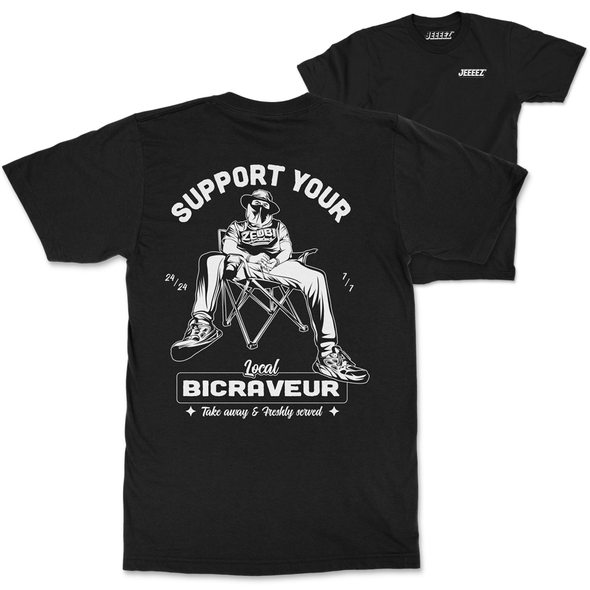 T-SHIRT NOIR SUPPORT YOUR LOCAL BICRAVEUR